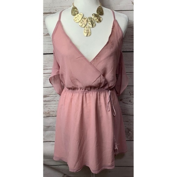 NWOT Tobi Rhythm Rose Cold Shoulder Mini Dress - Picture 3 of 10